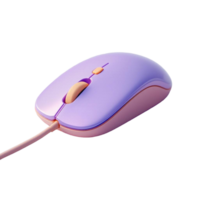 Modern lavender computer mouse with cord on transparent background png