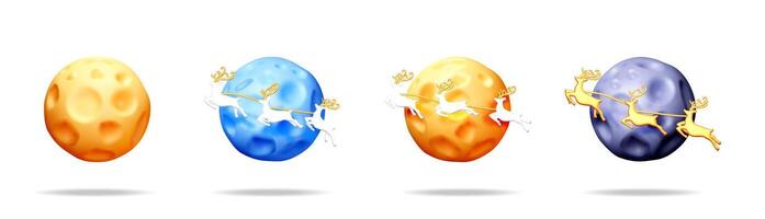 A 3d render of an abstract moon set with reindeer vector