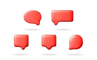 Red set of speech bubble 3d illustration. Message icon or chat box symbol concept. Social media communication element design. vector