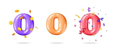 Collection of 3d number zero vector