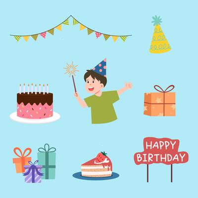 Colorful decorations and festive elements for a joyful celebration or birthday party setup.