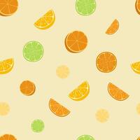 Seamless pattern orange fruit and lime. Orange background. vector