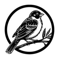 illustration of a bird sitting on a branch. vector