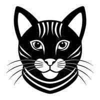 a black and white cat's head with a striped collar vector