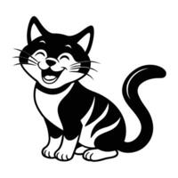 a black and white cartoon cat with a smile vector