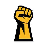 a fist with a yellow and black background vector