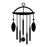 a black and white wind chime with a bell vector