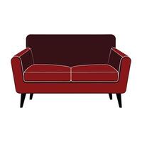 a red couch on a white background vector