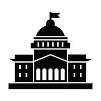 a black and white image of a building with a flag on top vector