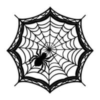 spider web with spider on it, black and white vector