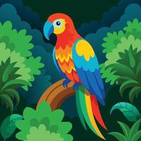 parrot in the jungle illustration vector