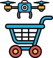 A drone is hovering over a shopping cart vector