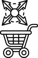 A shopping cart with a black background and arrows pointing to it vector