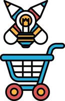 A shopping cart with a light bulb on top of it vector