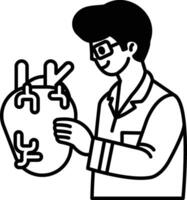 A man in a lab coat holding a heart vector