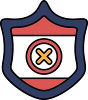 A blue and red shield with an X in the middle vector