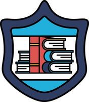 A shield with books on it vector