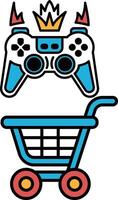 A game controller and a shopping cart are shown together vector
