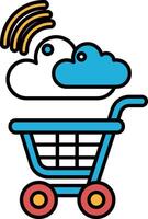 A shopping cart with a cloud in the background vector