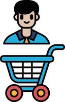 A man is smiling and holding a shopping cart vector