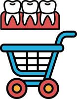 A blue shopping cart with teeth in it vector