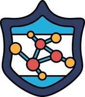 A blue shield with a red and yellow design vector
