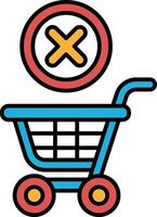 A blue shopping cart with a red X on it vector
