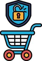 A blue shopping cart with a lock on it vector
