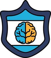 A blue shield with a brain on it vector
