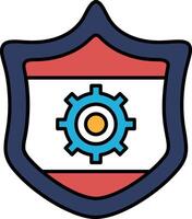 A blue shield with a red and white circle in the middle vector