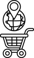 A cart with a map of the world on it vector