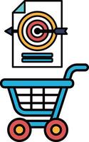 A shopping cart with a paper that says target on it vector