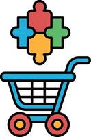 A blue shopping cart with a puzzle piece on it vector