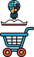 A blue shopping cart with a light bulb on top of it vector