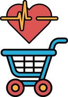 A shopping cart with a heart on it vector