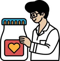 A man is holding a jar with a heart on it vector