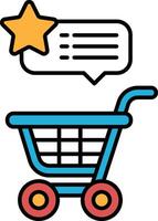 A shopping cart with a star on it and a speech bubble vector