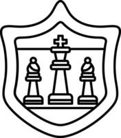 A shield with three chess pieces on it vector