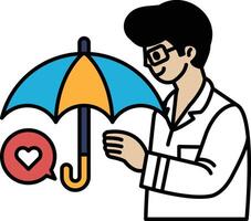 A man holding an umbrella with a heart on it vector