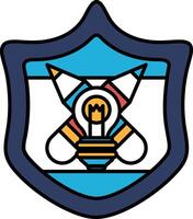 A shield with a light bulb on it vector