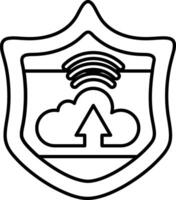 A shield with a cloud and arrow pointing up vector