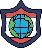 A shield with a globe on it vector