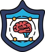 A blue shield with a red brain on it vector