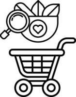A shopping cart with a magnifying glass on it vector