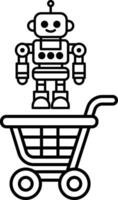 A robot is standing on top of a shopping cart vector