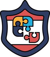 A blue shield with a puzzle piece on it vector