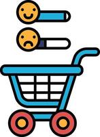 A blue shopping cart with a smiley face on the left vector