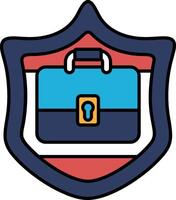 A blue and red shield with a briefcase on it vector