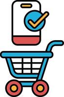 A shopping cart with a check mark on it vector