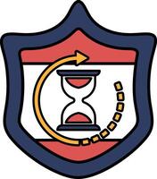 A shield with a clock on it vector